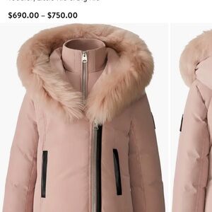 Mackage Light Pink Fur-Trimmed Puffer Coat